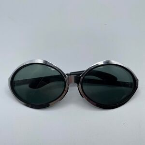 Vintage 60's Silver Round Sunglasses Mod Space Age Futuristic Elton John Twee
